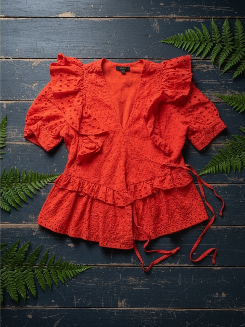 J. Crew summer eyelet lace wrap top